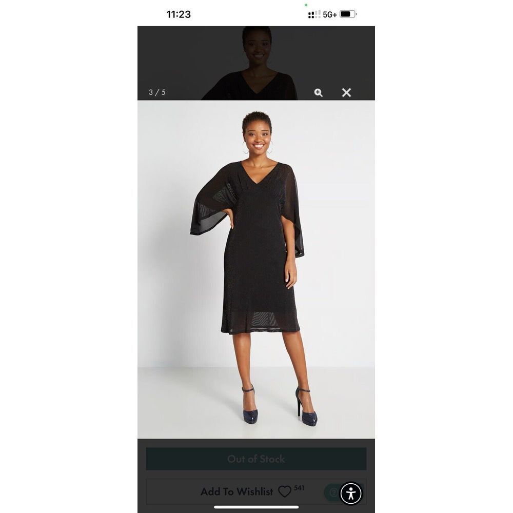 ModCloth Dress Size S Promised You Heaven Mesh Midi Shimmer Mesh Batwing Sleeves